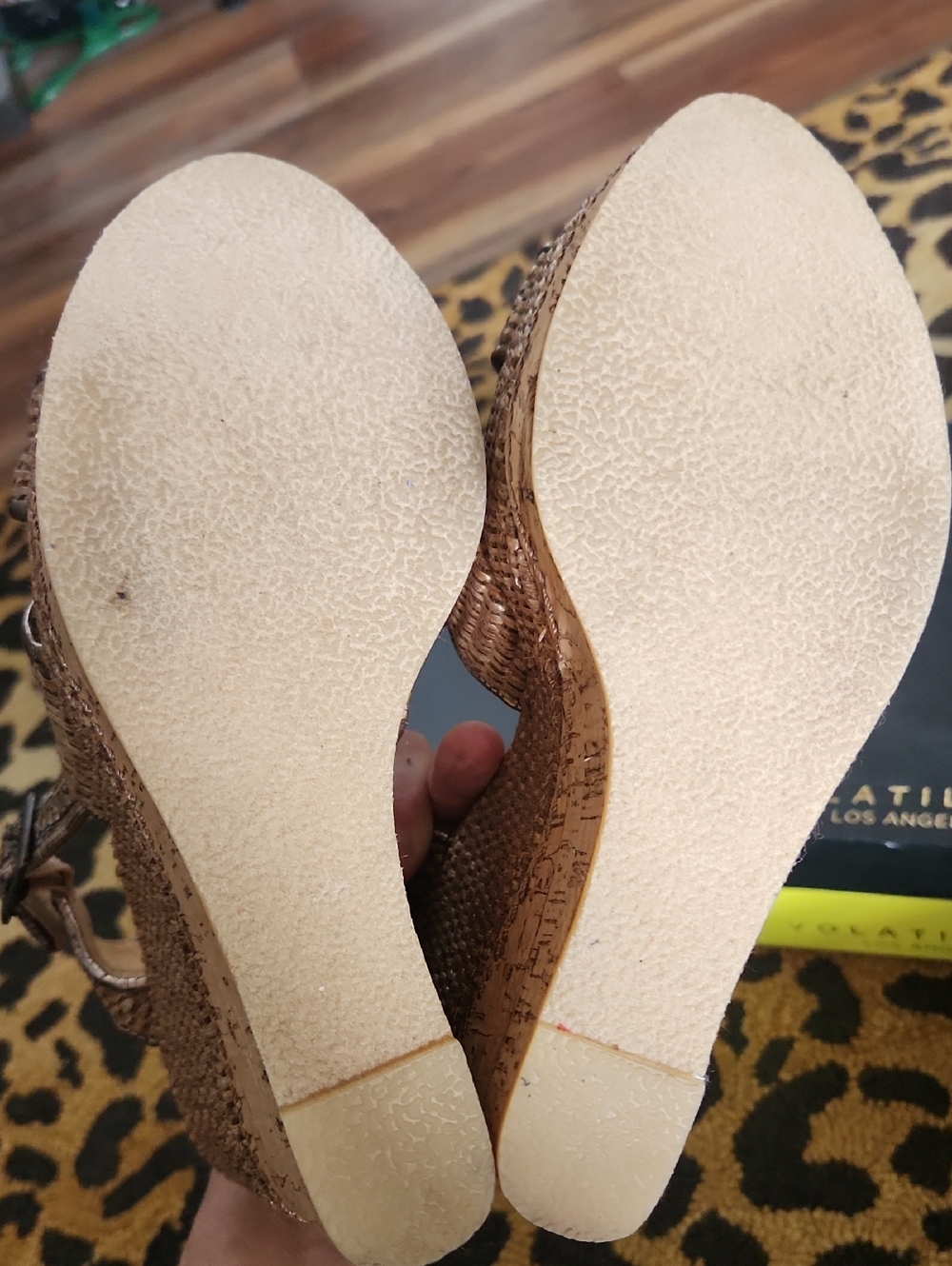 Very Volatile Woven Tan Platform Wedge Sandals - Picture 11 of 12